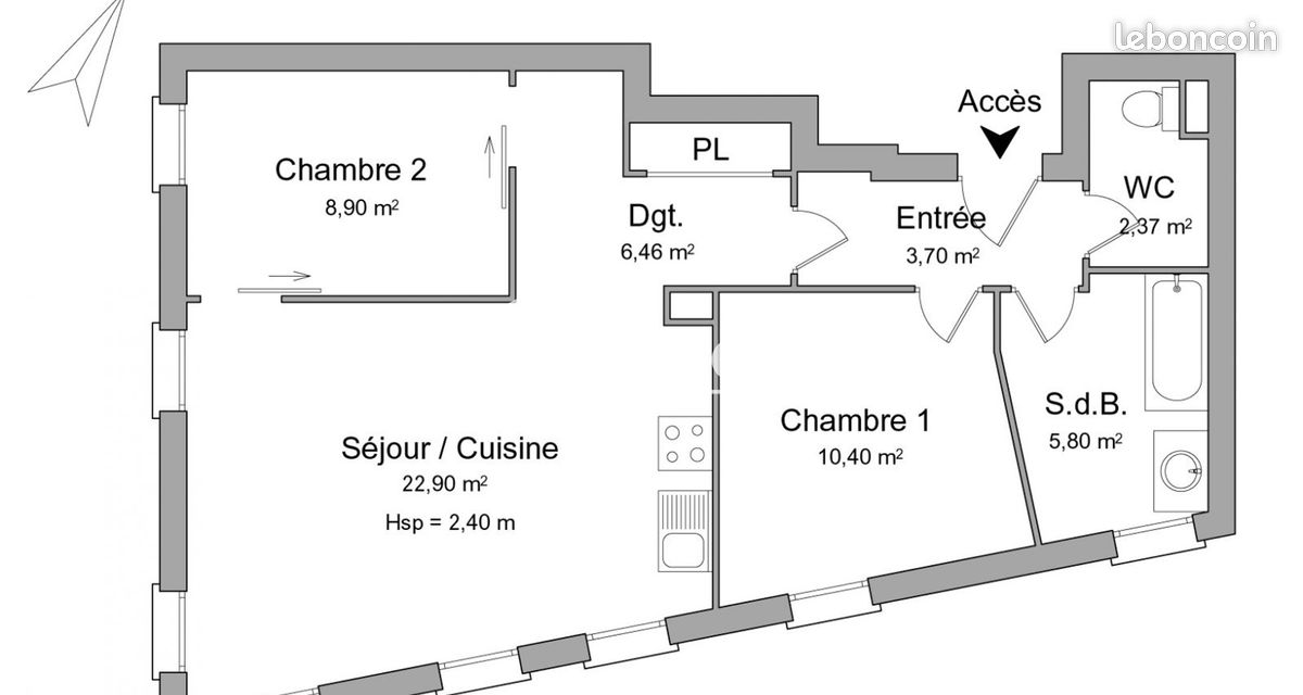 Appartement 3 pièces 61 m² · à Lille · 61 m² · 1 051 €/mois