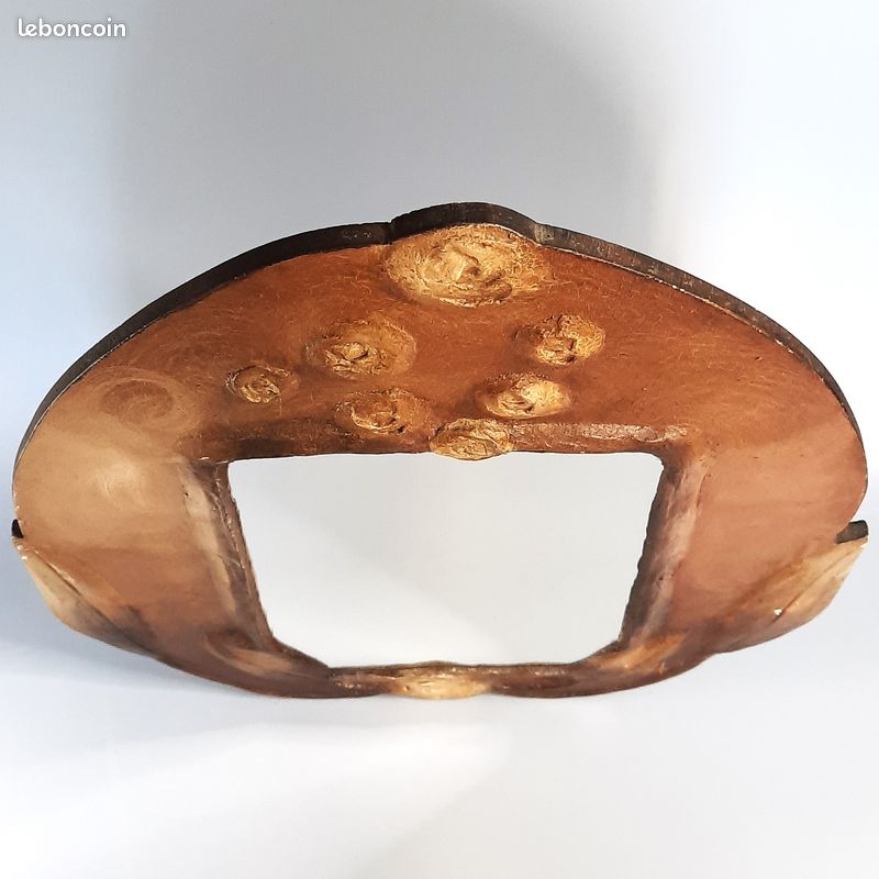 Ancien miroir organique signé Artisanat d'art vintage patine bronze 1970-1980 (image 3)