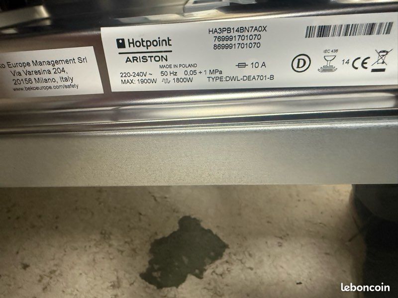 Boîte à Produit Pour Lave-vaisselle Ariston - Modèle LKFA+7M14 - Occasion Très Bon état