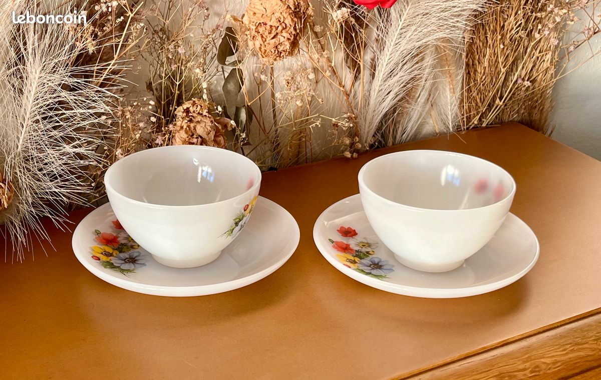 Assiette à Dessert Arcopal Vintage - Années 80/90 - Motif Fleurs Multicolores