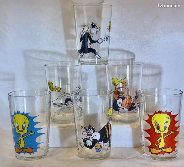 Verre BD collection Titi et Grosminet vintage 70 x 6 (image 1)