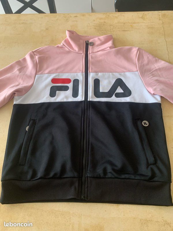 Veste FILA color block rose blanc noir – taille S – très bon