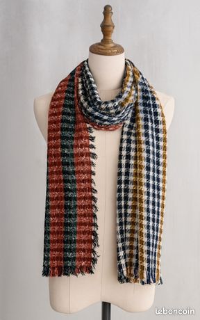 Écharpe Zara Rouge Noir Orange – 100% Coton – Neuf Sans étiquette – Mixte Décontracté