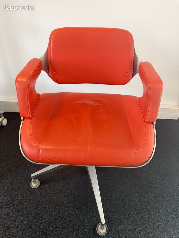 Lot de 5 chaises design Interstuhl – cuir orange – Made in Germany (image 5)