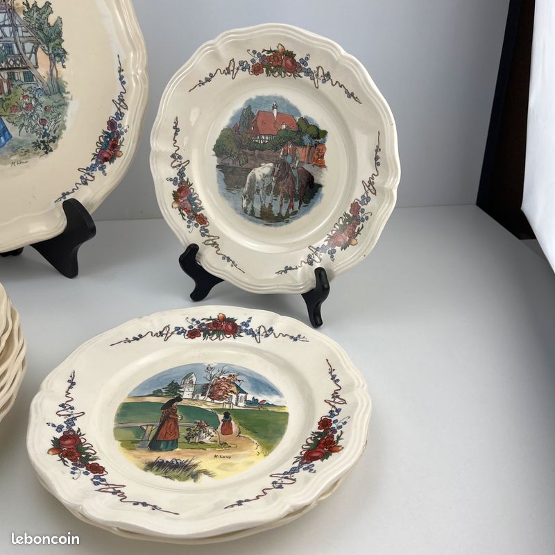Service Sarreguemines Obernai – Faïence Alsace – Lot complet 14 pièces – Superbe état (image 3)
