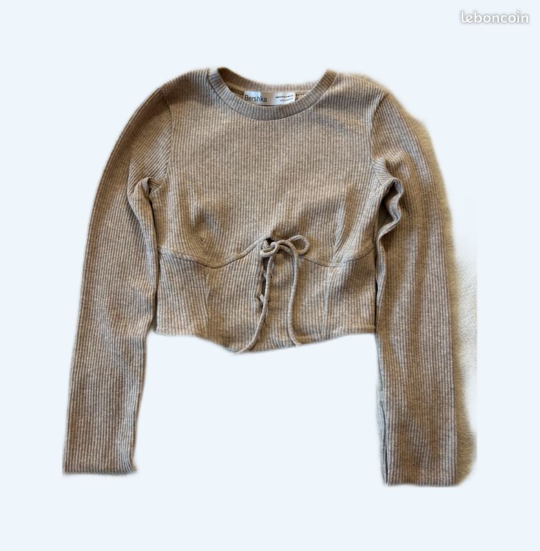 Top marron clair avec un noeud devant Vêtements