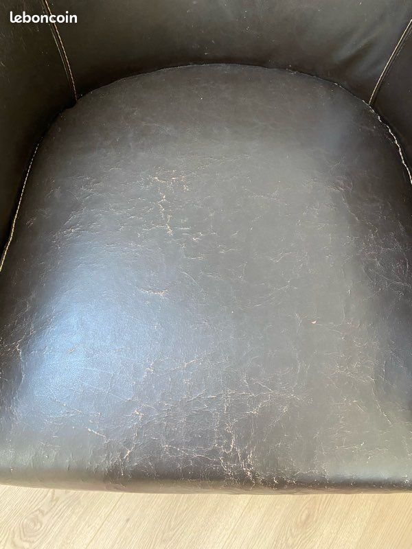Fauteuil club cuir marron - aspect vieilli (image 5)
