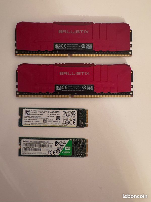 Barrettes ram16go ddr4 / ssd nvme 1to / ssd m.2 240go (image 1)
