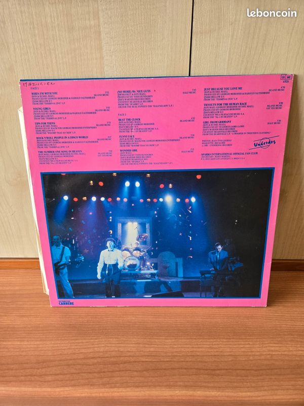 Vinyle 33 tours "The History of Sparks" du groupe Sparks 1981 prix négociable (image 2)