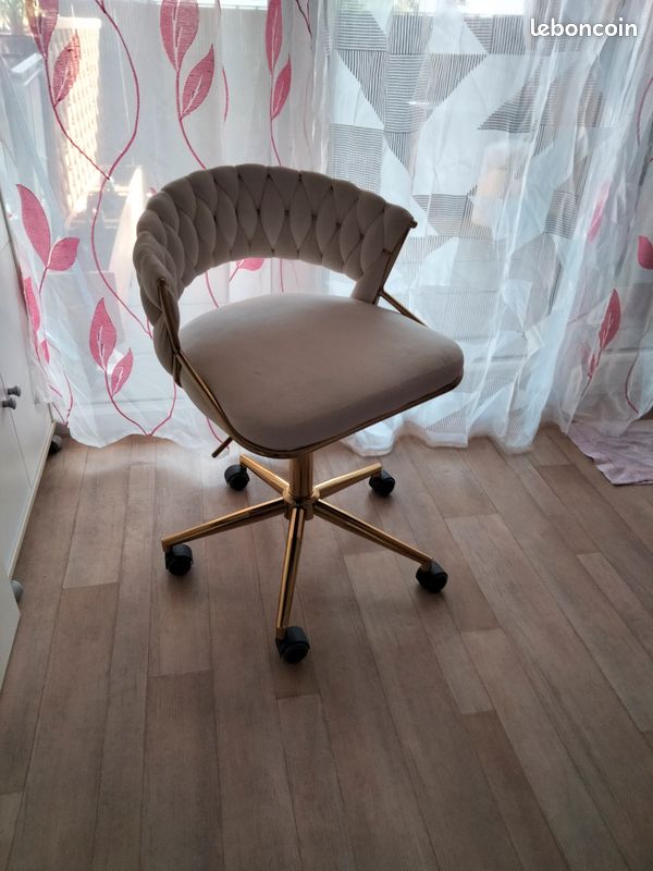 Magnifique chaise velours crème (image 1)