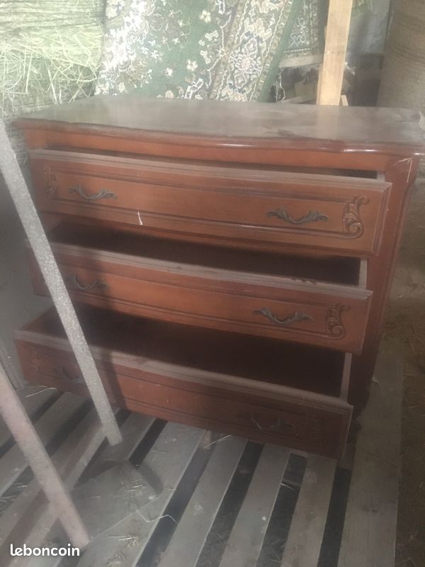 Commode bois massif 3 tiroirs (image 3)