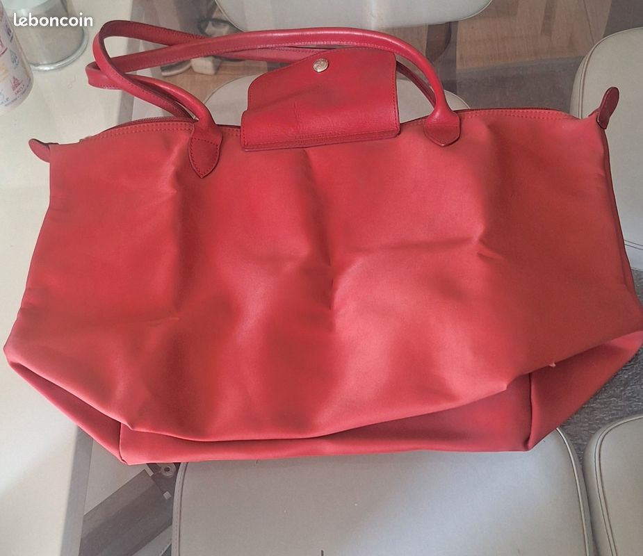 Sac Longchamp pliage authentique taille L corail (image 7)