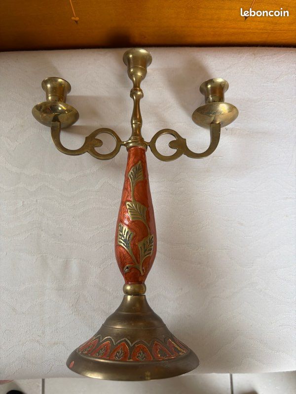 Bougeoir ancien laiton patine authentique chandelier vintage collection deco - Décoration Bougeoir ancien laiton patine authentique chandelier vintage collection deco - Décoration