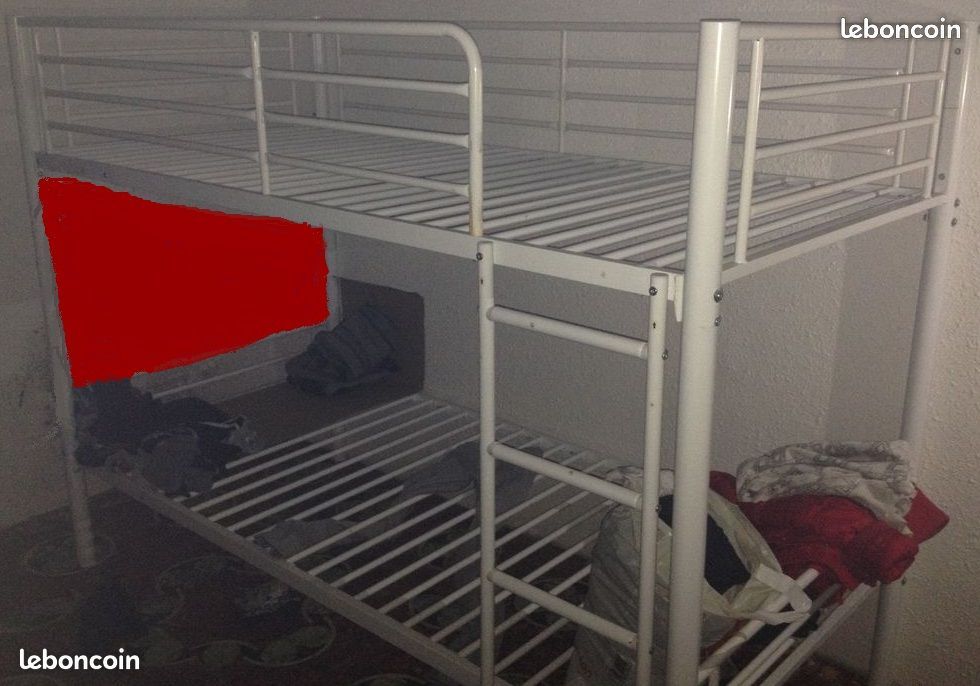 2 lits mezzanine blanc avec échelle neuf pour enfant servis 1 mois (image 1)