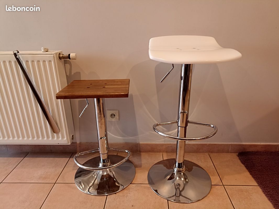 3 Tabourets de bar blanc + 2 tabourets en bois (image 3)