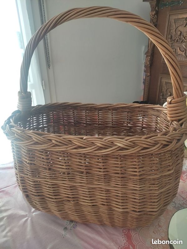 Kadax Grand Panier Osier Ovale Artisanale Main Brun (image 1)