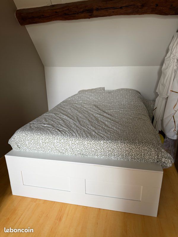 Cadre de lit + sommier + matelas EMMA (image 1)
