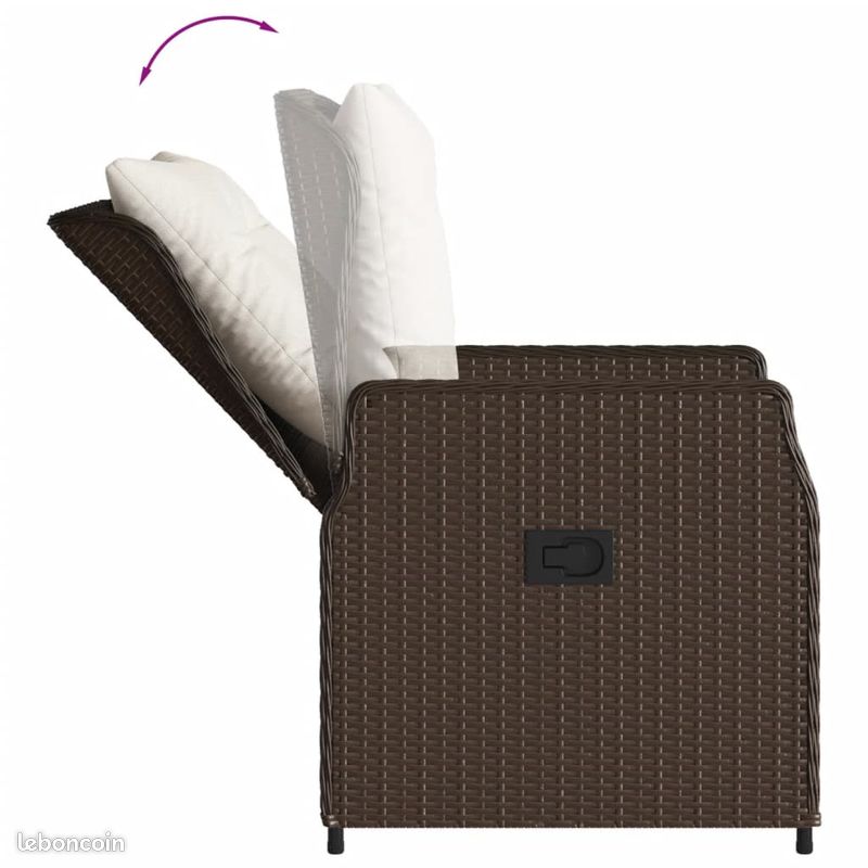 VidaXL Chaises inclinables de jardin lot de 2 marron résine tressée (image 7)