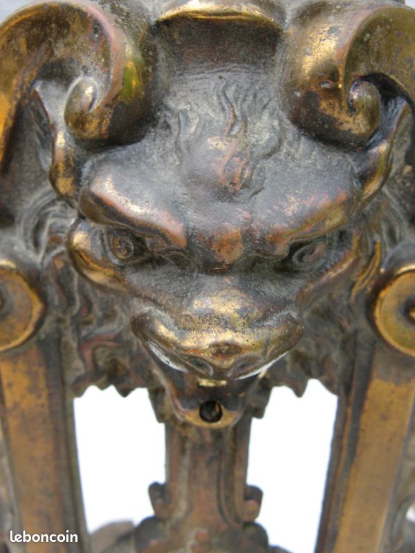 Bronze XIXème chenets avec sa barre de cheminée (image 6)