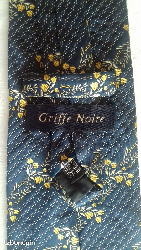 Cravate-Griffe Noire-Soie (image 4)