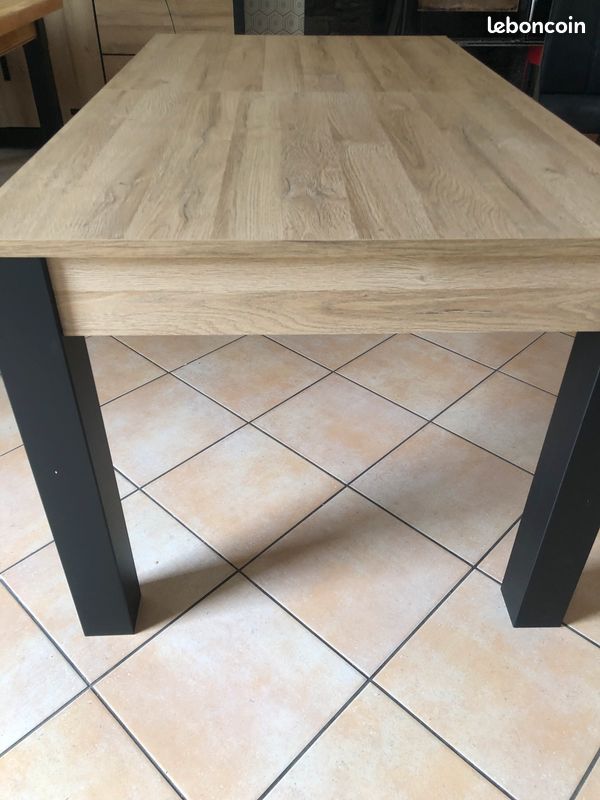 TABLE EXTENSIBLE 160/200 imitation chêne/noir (image 2)