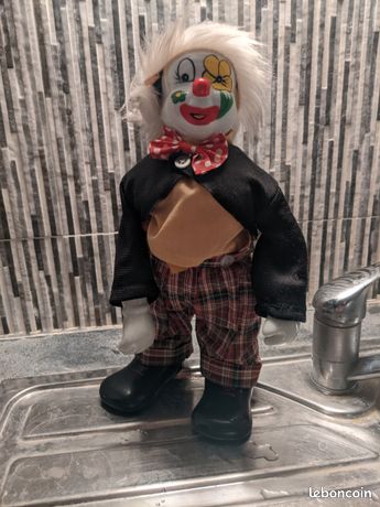 LOT X2 CLOWN en porcelaine vintage dont 1 automate Boîte à musique EUR