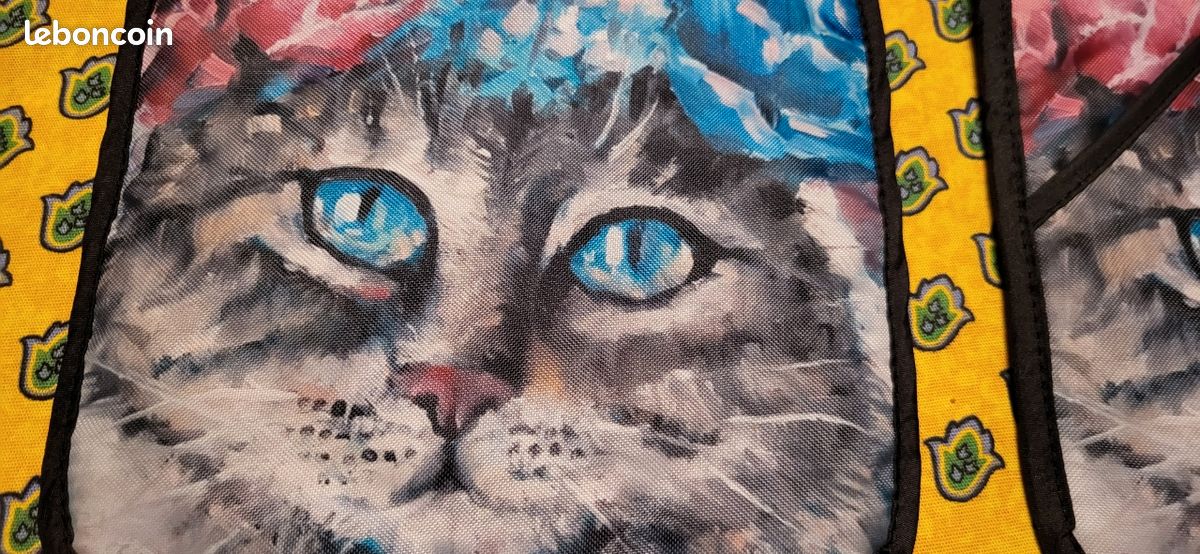 2 Maniques Carrées Résistantes à La Chaleur Motif Chat - 20,3 X 20,3 Cm - Anti-Brûlure Isolantes