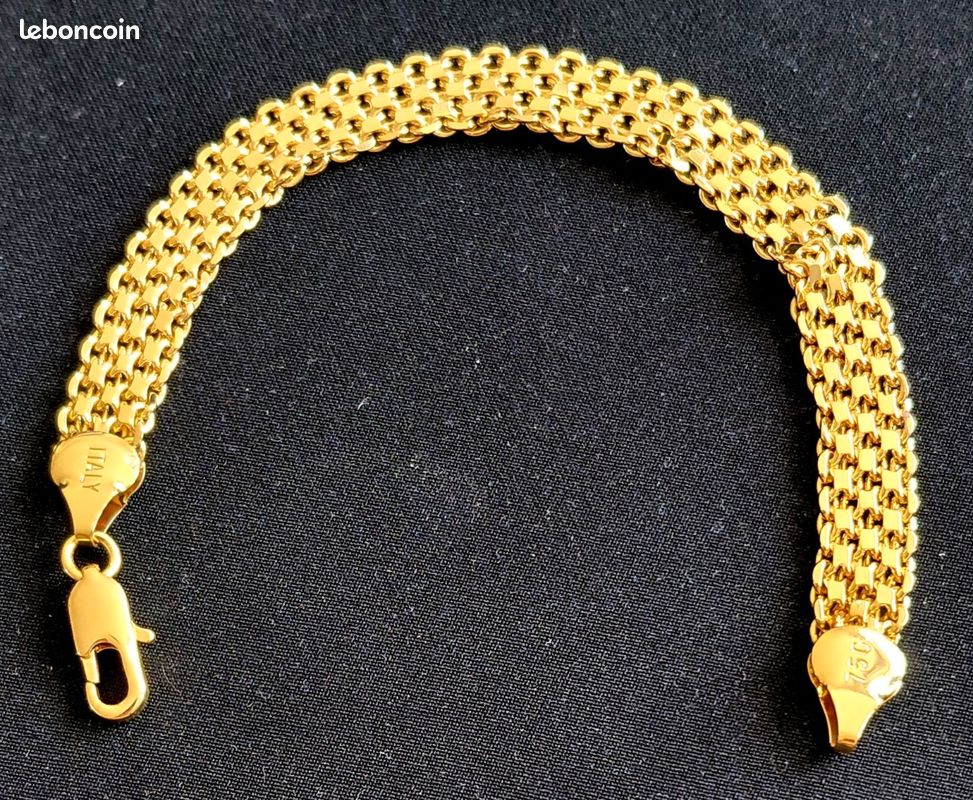 Bracelet femme en metal doré. Maille américaine. Neuf (image 1)