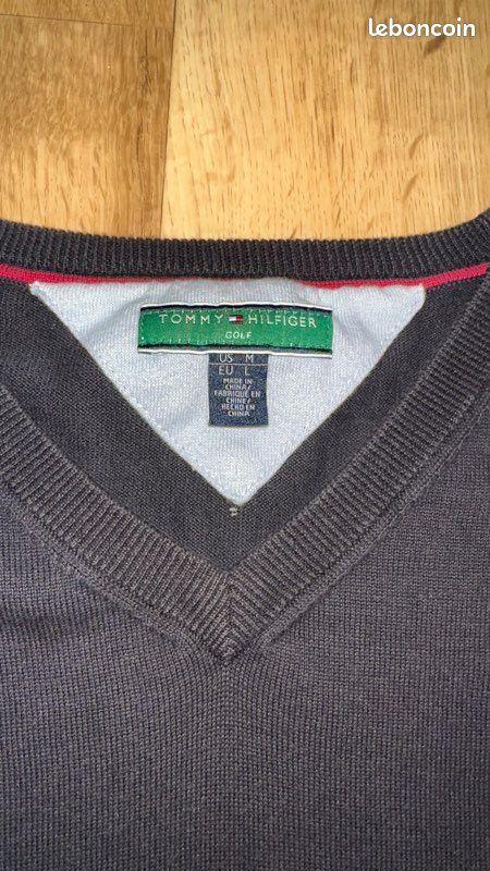 Pull col V Tommy Hilfiger Golf 100% Coton - Taille L (image 2)