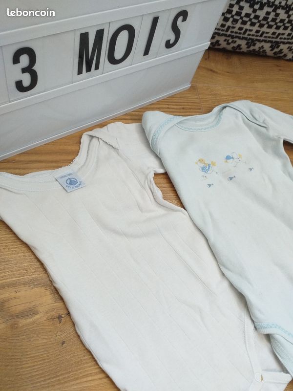 Lot de 2 bodies petit bateau 3 mois manches longues body portés par 2 bébés (image 5)