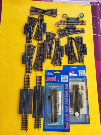 Lot De Rails Jouef HO Bakélite - Droits, Courbes, Aiguillages Manuels, Croisement