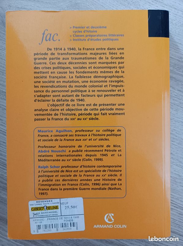 Livre d'histoire "La France de 1914 à 1940" de M. Agulhon, A.Nouschi et R. Schott n (image 2)