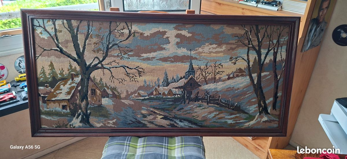 Superbe Tableau Canevas Paysage Hivernal Géant - Encadrement Artisan (image 1)