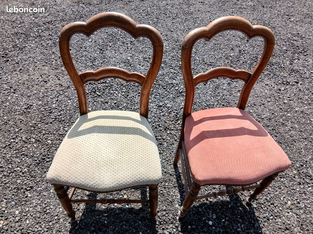 Lot de 2 chaises anciennes en bois massif style Louis-Philippe (image 2)