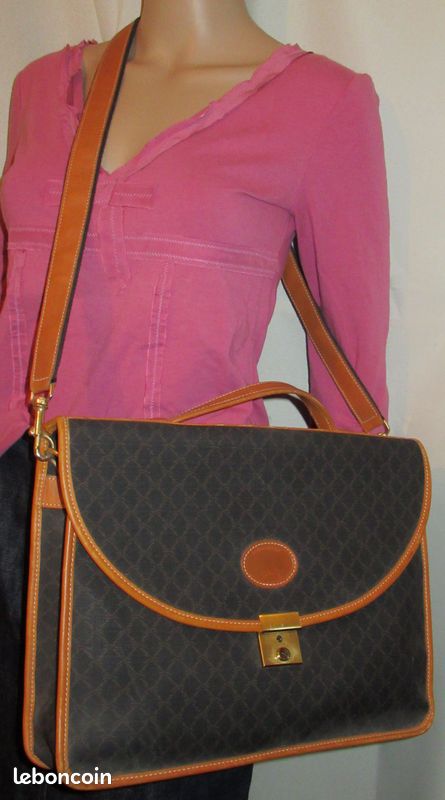 Porte-documents/serviette Longchamp, toile enduite et cuir, vintage (image 1)