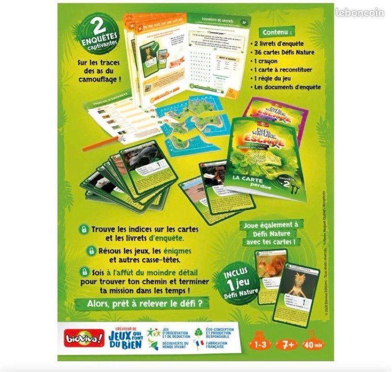 Vends le jeu Défis Nature Escape – Opération Camouflage de Bioviva (image 3)