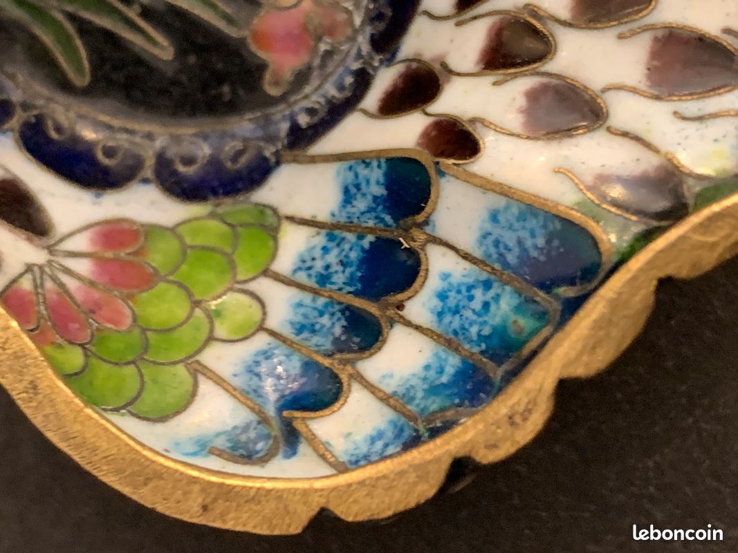 Baguier ou coupelle à bijoux boucles oreilles, émaux et laiton, décor cygne (image 13)
