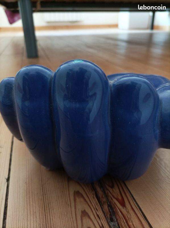 Vide poche en ceramique bleue en forme de main - 60/70 vintage - style jouve (image 2)
