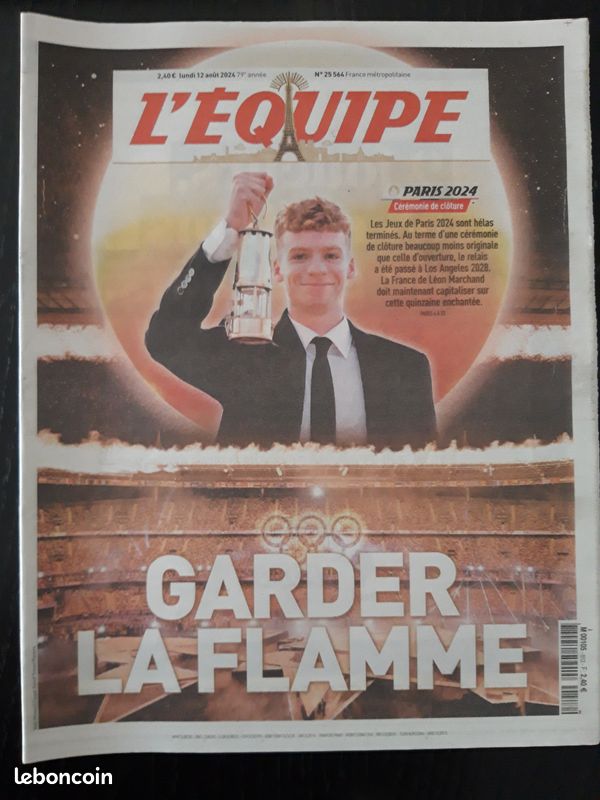 Journal l’équipe 12/08/2024 GARDER LA FLAMME - DEUX SEMAINES A LA UNE (image 1)
