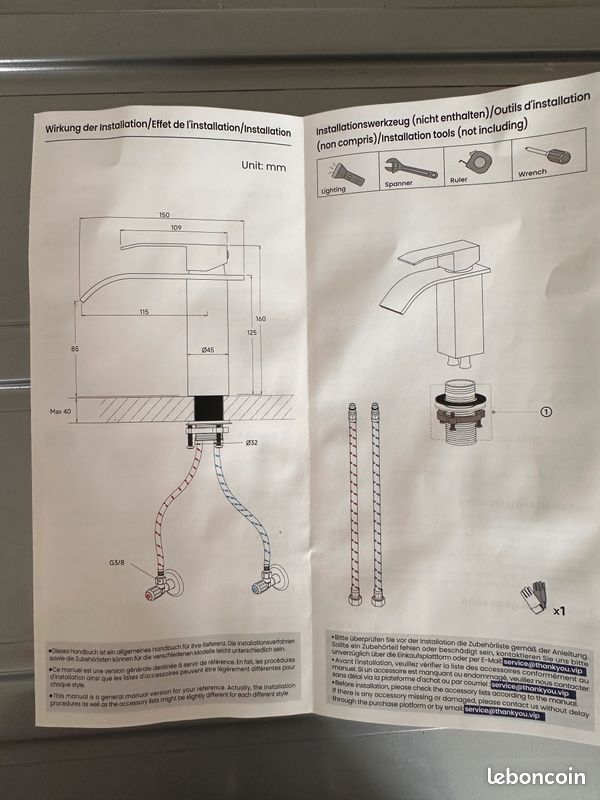 Paire de robinets cascade noirs mats CECIPA – Neufs pour salle de bain (image 8)