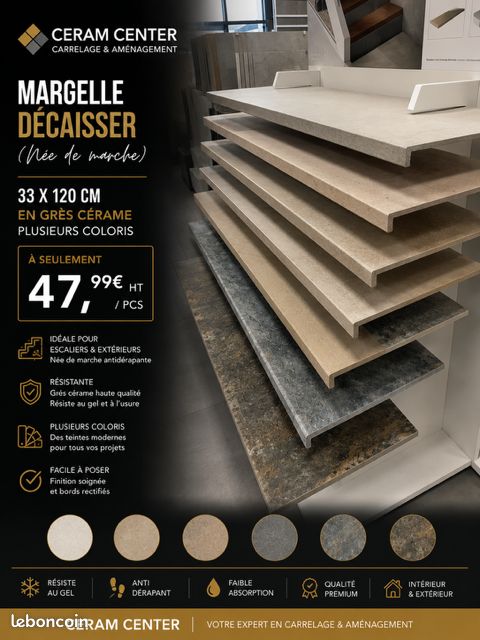 Margelle décaissée piscine 33x120 grès cérame (image 1)
