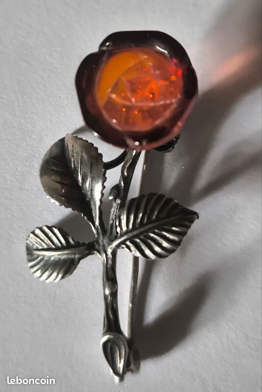 Broche Art Déco Ambre et argent - Catawiki