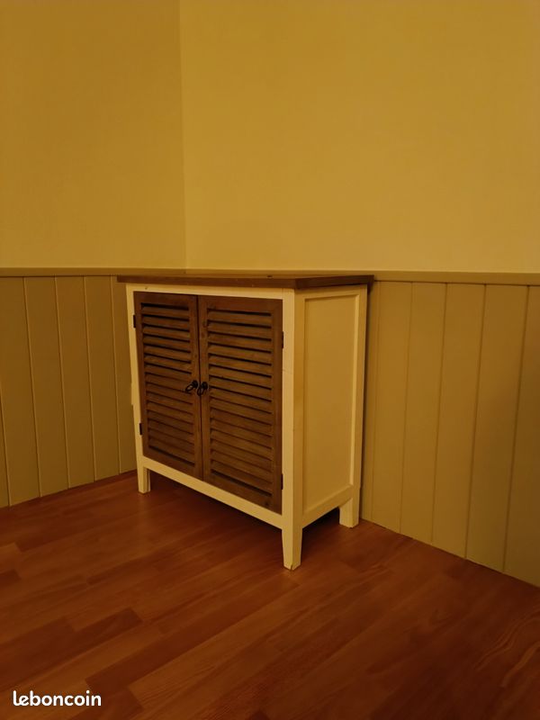 Petit meuble blanc et bois (image 2)