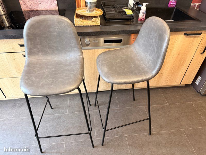 Lot de 2 tabourets chaises bar (image 1)