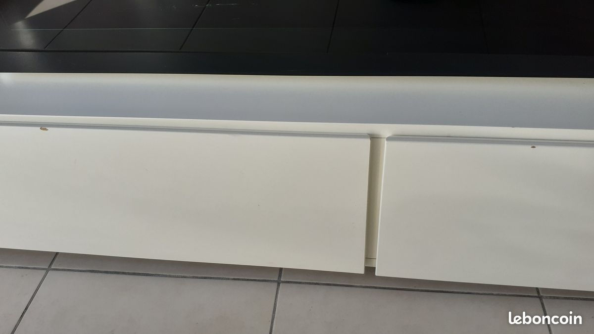 Meuble télé B.O 2 éléments blanc et vitre teintée (image 6)