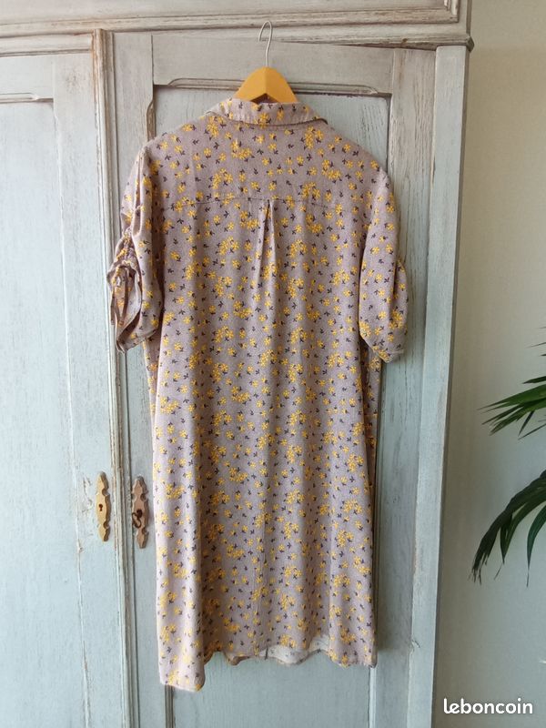 Robe vintage beige imprimé floral jeune et noir taille 38-44 - danayel (image 7)