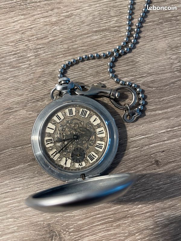Lot De 2 Chaînes Pour Montre à Gousset En Acier - Occasion Très Bon état - Accessoire Vintage