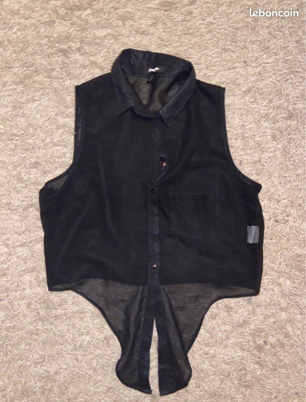 Haut de Marque Jennyfer, Noir, Légère Transparence Devant et Doublure ,Taille M (image 1)