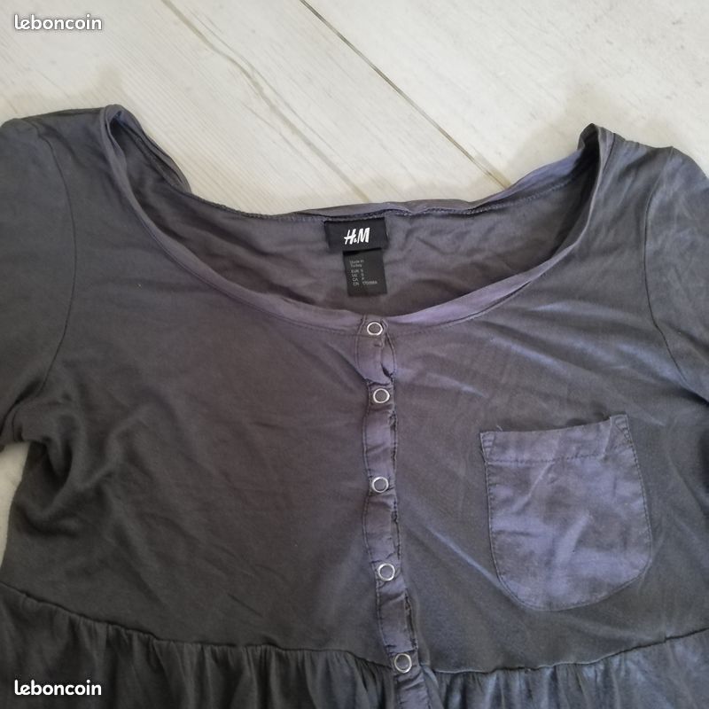 Tunique Grise H&M Sans Manches Taille 38 - Occasion Très Bon état