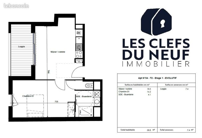 Appartement 2 pièces 39 m² — 6